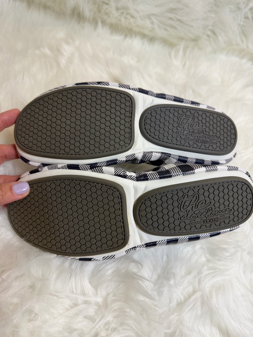 The Storehouse Flats Buffalo Plaid Leather Ballet Flats Size 11 Navy White - Picture 11 of 13